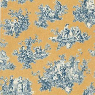The Wallpaper Company 56 sq. ft. Yellow Countryside Toile Wallpaper WC1280411