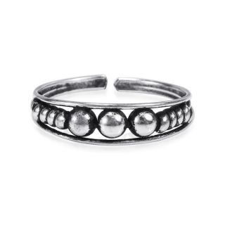 Triple Balls Hilltribe .925 Silver Toe Ring or Pinky Ring (Thailand)