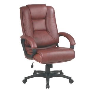 Office Star Deluxe High Back Adjustable Executive Leather Chair   Tan