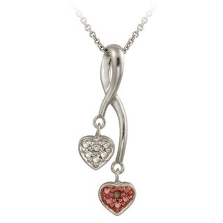 DB Designs Rose Gold over Silver Champagne Diamond Accent Double Heart
