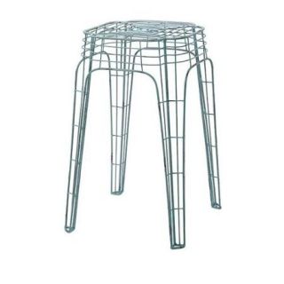 25.5" Tall Short Charmingly Distressed Light Blue Wire Metal Outdoor Patio Garden Footstool Ottoman