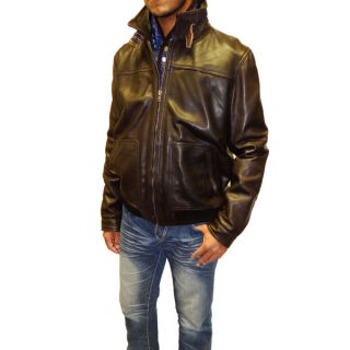 Tibor Design Mens Leather Bomber Jacket
