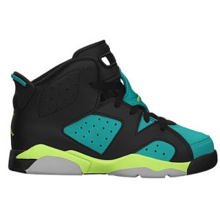 Jordan Retro 6   Girls Preschool   Basketball   Shoes   Cement Grey/Green Glow/Dark Grey/Green Glow