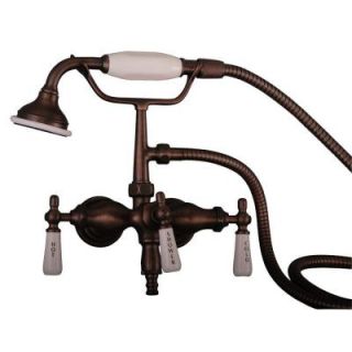 Barclay Products 3 Handle Claw Foot Tub Faucet with Old Style Spigot and Hand Shower in Oil Rubbed Bronze 4025 PL ORB