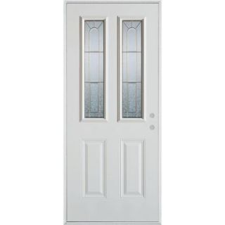 Stanley Doors 32 in. x 80 in. Geometric Zinc 2 Lite 2 Panel Prefinished White Left Hand Inswing Steel Prehung Front Door 1038SSL2 S 32 L Z