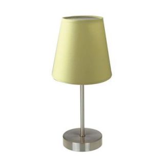 Simple Designs 10 in. Sand Nickel Mini Basic Table Lamp with Green Fabric Shade LT2013 GRN