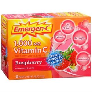 Emergen C Vitamin C Drink Mix Packets Raspberry 30 Each (Pack of 2)