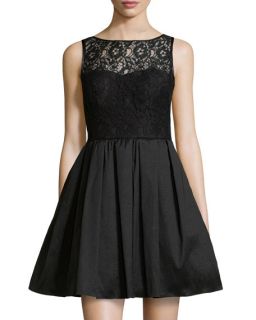 Aidan Mattox Lace Top Party Dress, Black