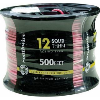 500 ft 12 AWG Solid Red Copper THHN Wire (By the Roll)