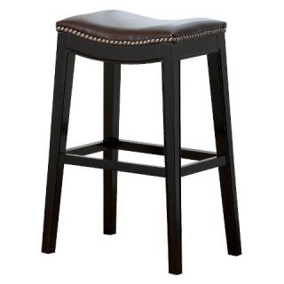 Abbyson Living Zion Leather 31 Barstool with Nailhead Trim   Brown