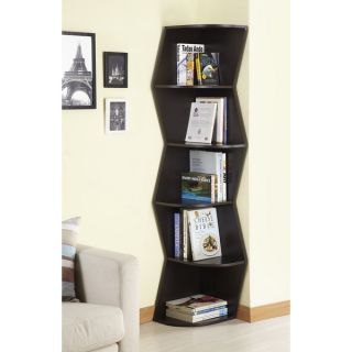 Furniture of America Waverly Modern Walnut 6 tier Corner Bookcase