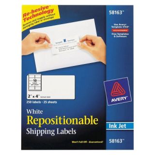 Re hesive Inkjet Labels  White (250 per Pack)