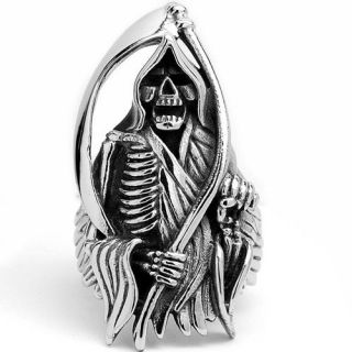 Bonndorf Laboratories Men's Stainless Steel Casted Grim Reaper Biker Ring
