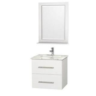 Wyndham Collection Centra 24 in. Vanity in White with Marble Vanity Top in Carrara White and Under Mount Sink WCVW00924SWHCMUNDM24