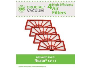 4 Pack Vacuum Filters Fits Neato XV 11 XV11 All Floor Robotic Vacuum Cleaner System; Compare to Neato Filter Part #945 0004 (9450004)