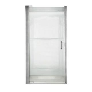 American Standard Euro 33.6 in. x 65.6 in. Semi Framed Continuous Hinge Shower Door in Silver Shine with Clear Glass and D Handle AM0303D400.213