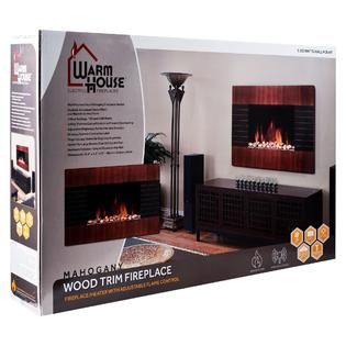 Warm House  Mahogany Trim Fireplace 1500 Watt Heater