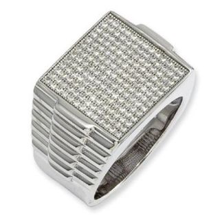 Sterling Silver & CZ Brilliant Embers Polished Mens Ring