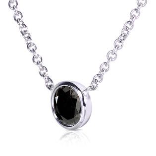 Diamond Me  1/2 Carat Black Diamond Solitaire Round Bezel Necklace in