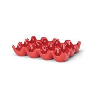 Rachael Ray Serveware Sittin’ Pretty 12 Cup Stoneware Egg Tray, Red