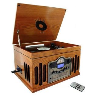 BACK TO THE 50s  Antique Wooden 3 Speed Turntable with CD Player