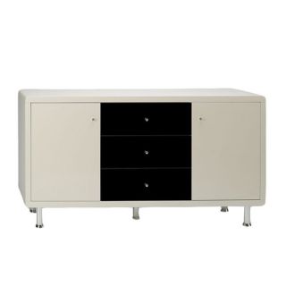Somette Debbie Modern Beige and Black High Gloss Lacquer Buffet