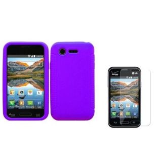 Insten Gel Rubber Cover Case+Protector For LG Optimus Zone 2 VS415PP   Purple