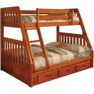 Solid Pine Twin over full Bunk Bed with Drawers   Shopping
