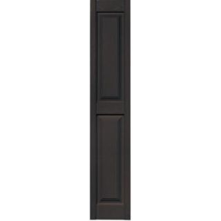 Builders Edge 12 in. x 63 in. Raised Panel Vinyl Exterior Shutters Pair in #010 Musket Brown 030120063010