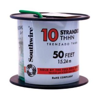 Southwire 50 ft. 10 Green Stranded THHN Wire 22977336