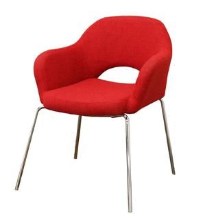 Baxton Studio Mid Century Modern Red Twill Executive Arm Chair   Home