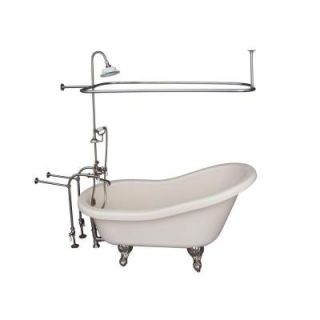 Barclay Products 5 ft. Acrylic Ball and Claw Feet Slipper Tub in Bisque with Brushed Nickel Accessories TKADTS60 BBN3