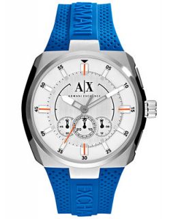 Armani Exchange Mens Chronograph Blue Silicone Strap Watch 48mm