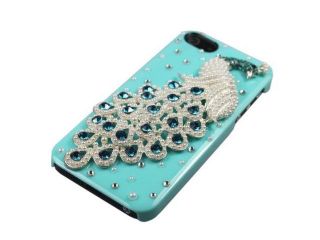 3D Pearl Bling Peacock Crystal Diamond Rhinestone Hard Case Cover For iPhone5 5G