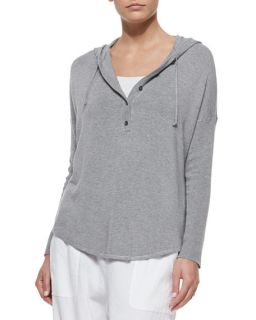 Eileen Fisher Cozy Hooded Henley Poncho Top