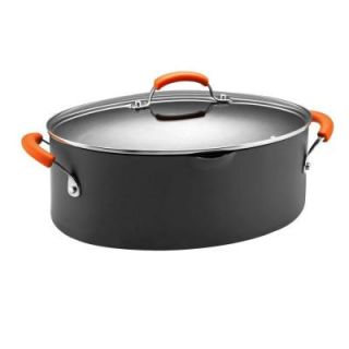 Rachael Ray 8 qt. Nonstick Hard Anodized Covered Oval Pasta Pot with Orange Handles 87393
