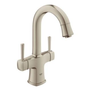 GROHE Grandera Deck Mount 4 in. Centerset 2 Handle High Arc Bathroom Faucet in Brushed Nickel InfinityFinish 21108EN0