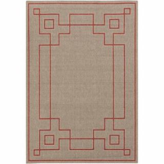 Libby Langdon Luxor Machine Made Greek Key Border Indoor/Outdoor Area Rug, Taupe