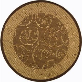 Safavieh Courtyard Brown/Natural 6 ft. 7 in. x 6 ft. 7 in. Round Indoor/Outdoor Area Rug CY2665 3009 7R