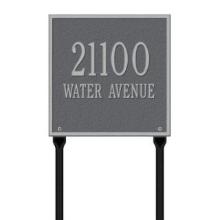 Whitehall Products Square Standard Lawn 2 Line Address Plaque   Pewter/Silver 2114PS