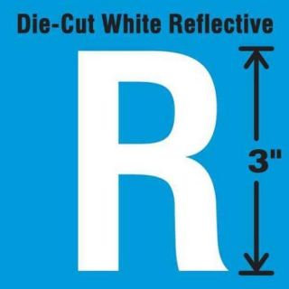STRANCO INC DWR 3 R 5 Die Cut Reflective Letter Label, R, PK5