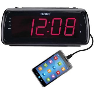Naxa NRC 180 Large 1.8" LED Alarm Clock with USB Charge Port