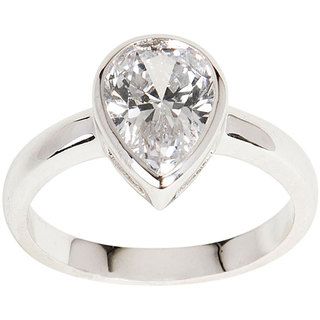 NEXTE Jewelry Silvertone Pear cut Clear Cubic Zirconia Solitaire Ring