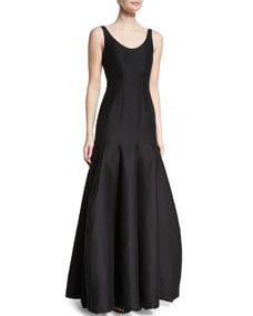 Halston Heritage Tulip Skirt Sleeveless Gown, Black