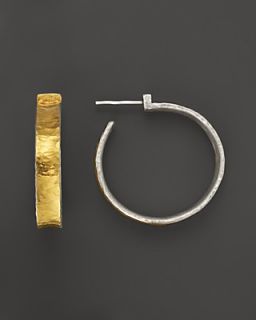 Gurhan Hourglass Hoops in Sterling Silver & 24K Gold