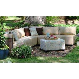 AE Outdoor Ferry Pointe 8 Piece Patio Sectional Seating Set with Tan Cushions SEC521100