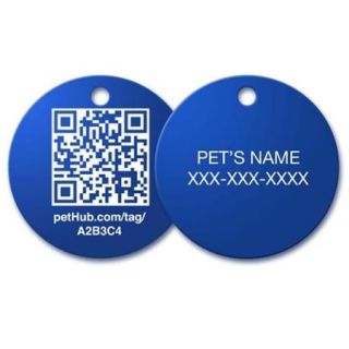 PetHub ALTFNM Aluminum Tag with Toll Free Found Pet Hotline Number   Blue & Medium