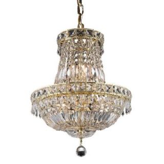 Elegant Lighting 6 Light Gold Pendant with Clear Crystal EL2528D14G/RC