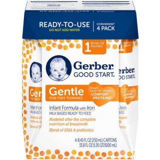 Gerber Good Start Gentle Non GMO Ready to Feed Infant Formula, Stage 1, 8.45 fl oz, 4 count (Pack of 4)