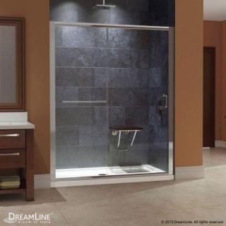 DreamLine Infinity Z 32 in. x 60 in. x 74.75 in. Framed Sliding Shower Door in Chrome with Right Drain White Acrylic Base DL 6971R 01CL